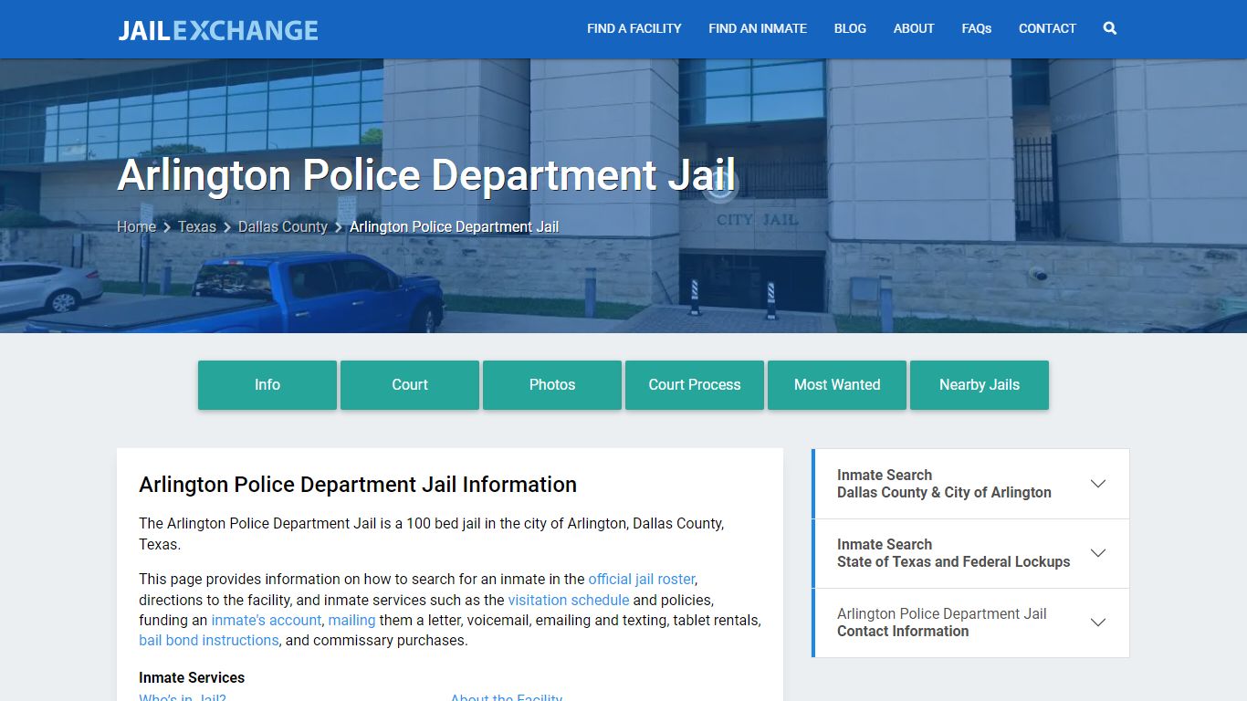 Arlington Police Department Jail, TX Inmate Search, Information